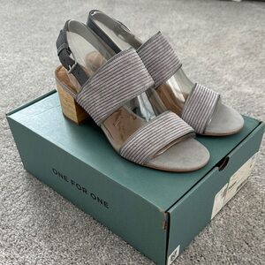 Toms Gray Strappy Heeled Sandals